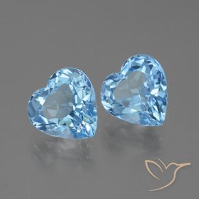 Gemme di Topazio Celeste naturale da 6.17 ct, Cuore, VVS