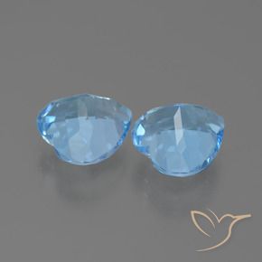 Gemme di Topazio Celeste naturale da 6.17 ct, Cuore, VVS