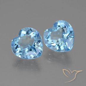 Gemme di Topazio Celeste naturale da 6.26 ct, Cuore, VVS