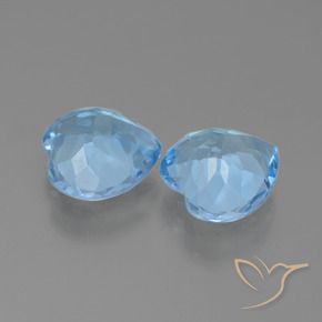 Gemme di Topazio Celeste naturale da 6.26 ct, Cuore, VVS