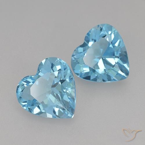 Gemme di Topazio Blu svizzero naturale da 5.17 ct, Cuore, VVS-VS