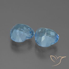 Gemme di Topazio Blu svizzero naturale da 6.30 ct, Cuore, VVS