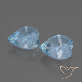 Gemme di Topazio Celeste naturale da 6.27 ct, Cuore, VVS-VS