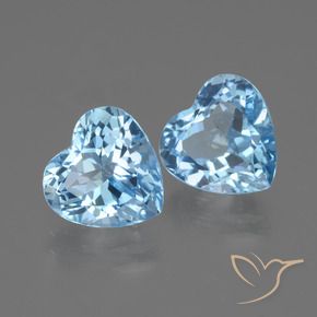 Gemme di Topazio Celeste naturale da 6.47 ct, Cuore, VVS-VS