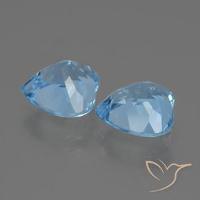 Gemme di Topazio Celeste naturale da 6.47 ct, Cuore, VVS-VS