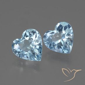 Gemme di Topazio Celeste naturale da 5.69 ct, Cuore, VS