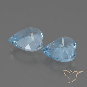 Gemme di Topazio Celeste naturale da 5.69 ct, Cuore, VS
