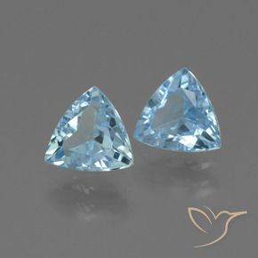Gemme di Topazio Celeste naturale da 2.48 ct, Taglio trillion, VS