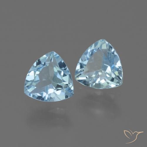 Gemme di Topazio Celeste naturale da 2.75 ct, Taglio trillion, VVS-VS