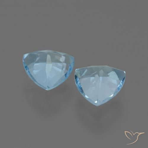 Gemme di Topazio Celeste naturale da 2.75 ct, Taglio trillion, VVS-VS