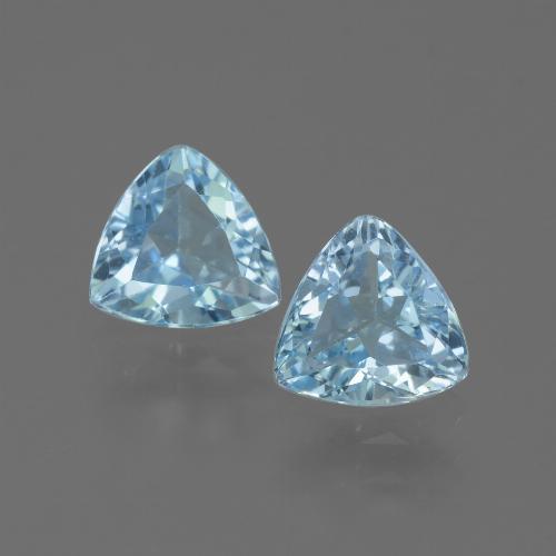 Gemme di Topazio Celeste naturale da 2.62 ct, Taglio trillion, VVS-VS