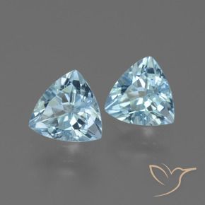 Gemme di Topazio Celeste naturale da 2.66 ct, Taglio trillion, VS