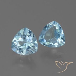 Gemme di Topazio Celeste naturale da 2.82 ct, Taglio trillion, VVS-VS