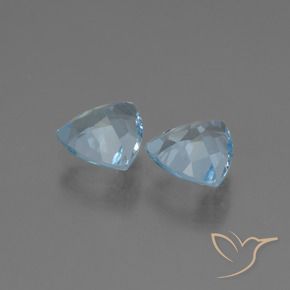 Gemme di Topazio Celeste naturale da 2.59 ct, Taglio trillion, VS