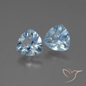 Gemme di Topazio Celeste naturale da 2.64 ct, Taglio trillion, VVS-VS