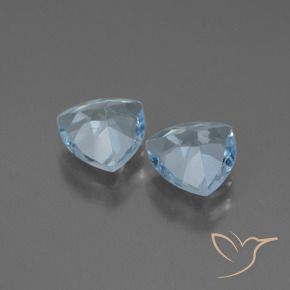 Gemme di Topazio Celeste naturale da 2.64 ct, Taglio trillion, VVS-VS