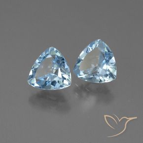 Gemme di Topazio Celeste naturale da 2.54 ct, Taglio trillion, VVS-VS