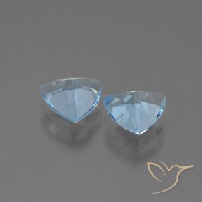 Gemme di Topazio Celeste naturale da 2.54 ct, Taglio trillion, VVS-VS