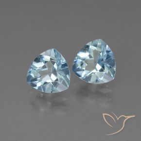 Gemme di Topazio Celeste naturale da 2.72 ct, Taglio trillion, VVS-VS