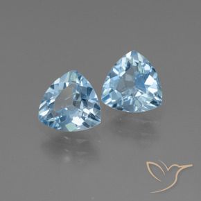 Gemme di Topazio Celeste naturale da 2.54 ct, Taglio trillion, VVS-VS