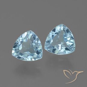 Gemme di Topazio Celeste naturale da 3.04 ct, Taglio trillion, VVS-VS