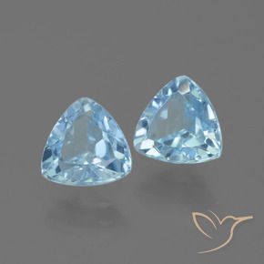 Gemme di Topazio Celeste naturale da 2.61 ct, Taglio trillion, VVS