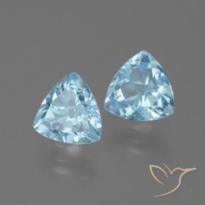 Gemme di Topazio Celeste naturale da 2.91 ct, Taglio trillion, VVS-VS