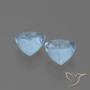Gemme di Topazio Celeste naturale da 2.91 ct, Taglio trillion, VVS-VS