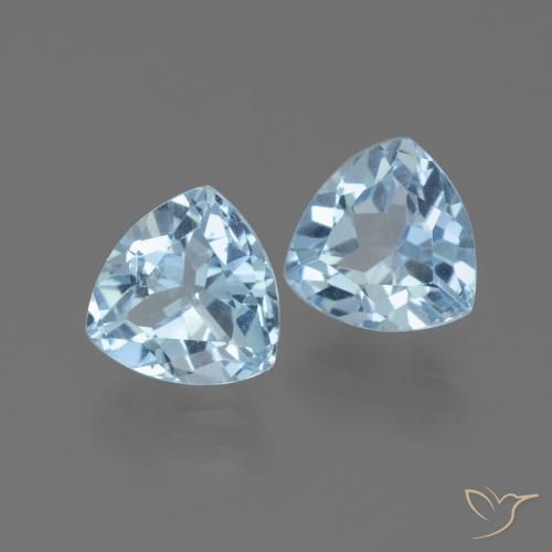 Gemme di Topazio Blu svizzero naturale da 3.25 ct, Taglio trillion, VVS-VS