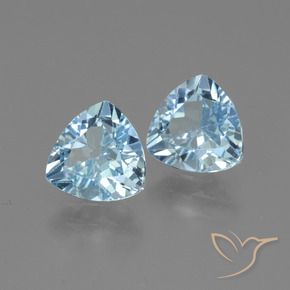 Gemme di Topazio Celeste naturale da 2.94 ct, Taglio trillion, VVS-VS