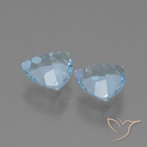 Gemme di Topazio Celeste naturale da 2.94 ct, Taglio trillion, VVS-VS