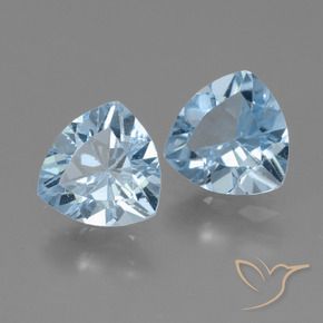Gemme di Topazio Celeste naturale da 2.57 ct, Taglio trillion, VVS-VS