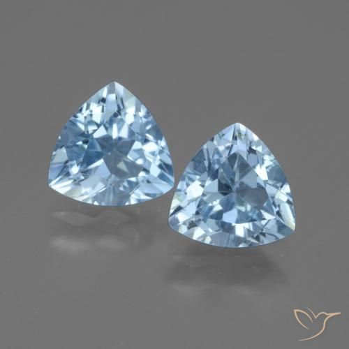 Gemme di topazio celeste naturale da 2,50 ct, taglio trillion, VVS-VS