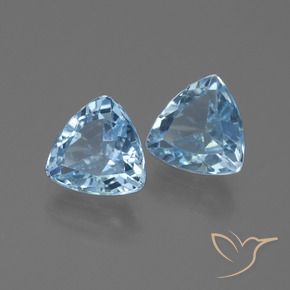 Gemme di Topazio Celeste naturale da 2.55 ct, Taglio trillion, VVS-VS