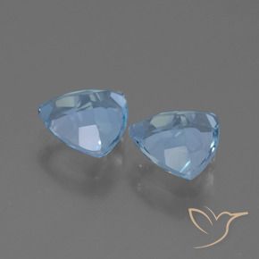 Gemme di Topazio Celeste naturale da 2.55 ct, Taglio trillion, VVS-VS
