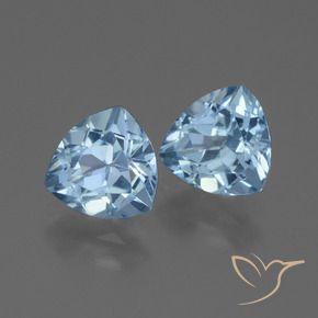 Gemme di Topazio Celeste naturale da 2.84 ct, Taglio trillion, VVS-VS