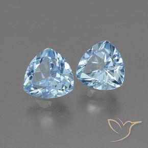 Gemme di Topazio Celeste naturale da 2.85 ct, Taglio trillion, VVS-VS