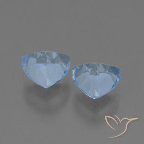 Gemme di Topazio Celeste naturale da 2.85 ct, Taglio trillion, VVS-VS