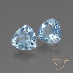 Gemme di Topazio Celeste naturale da 2.78 ct, Taglio trillion, VVS-VS
