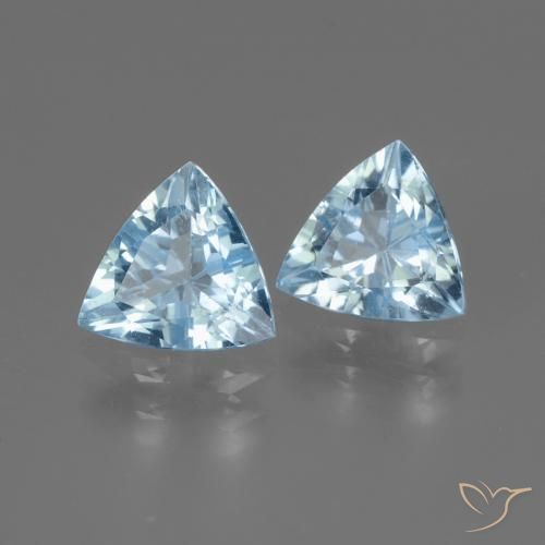 Gemme di Topazio Celeste naturale da 2.57 ct, Taglio trillion, VS