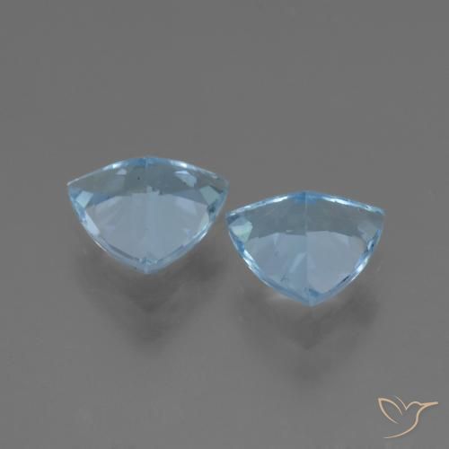 Gemme di Topazio Celeste naturale da 2.57 ct, Taglio trillion, VS