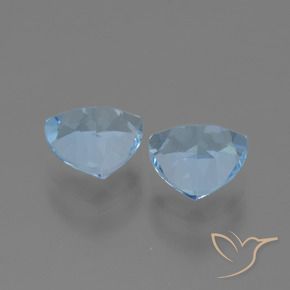 Gemme di Topazio Blu svizzero naturale da 3.00 ct, Taglio trillion, VVS-VS