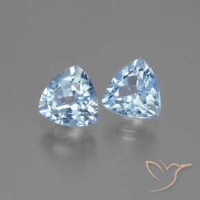 Gemme di Topazio Celeste naturale da 3.01 ct, Taglio trillion, VVS-VS