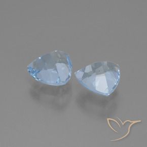 Gemme di Topazio Celeste naturale da 3.01 ct, Taglio trillion, VVS-VS