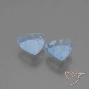 Gemme di Topazio Celeste naturale da 2.83 ct, Taglio trillion, VVS-VS
