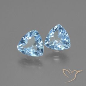 Gemme di Topazio Celeste naturale da 2.56 ct, Taglio trillion, VS
