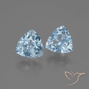 Gemme di Topazio Celeste naturale da 2.94 ct, Taglio trillion, VVS-VS