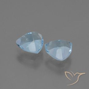 Gemme di Topazio Celeste naturale da 2.94 ct, Taglio trillion, VVS-VS
