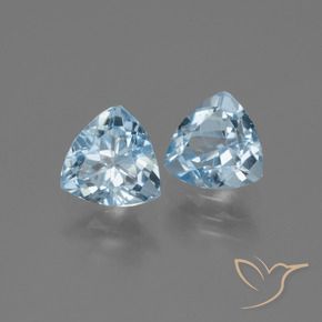 Gemme di Topazio Celeste naturale da 2.95 ct, Taglio trillion, VVS-VS