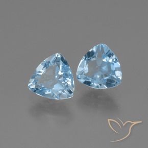 Gemme di Topazio Celeste naturale da 2.80 ct, Taglio trillion, VVS-VS